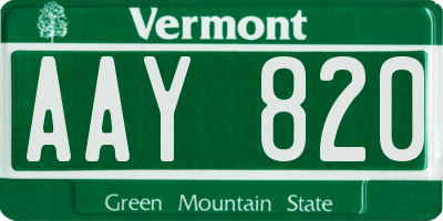 VT license plate AAY820