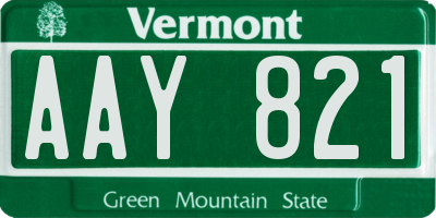 VT license plate AAY821