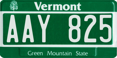 VT license plate AAY825