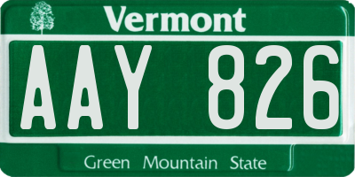 VT license plate AAY826