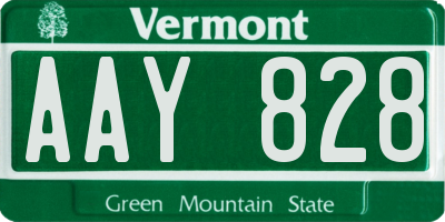 VT license plate AAY828