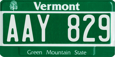 VT license plate AAY829