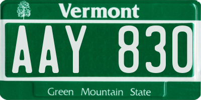 VT license plate AAY830