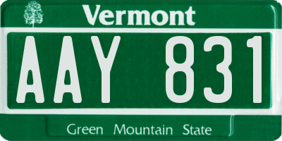 VT license plate AAY831