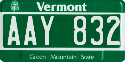 VT license plate AAY832