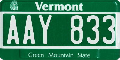 VT license plate AAY833