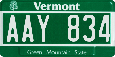 VT license plate AAY834