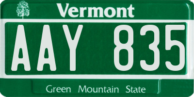 VT license plate AAY835