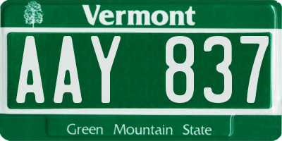 VT license plate AAY837