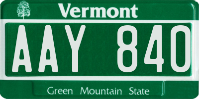 VT license plate AAY840