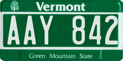 VT license plate AAY842