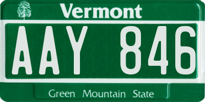 VT license plate AAY846