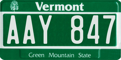 VT license plate AAY847