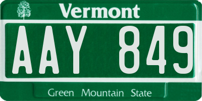 VT license plate AAY849