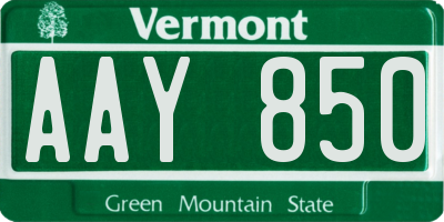 VT license plate AAY850