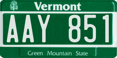 VT license plate AAY851