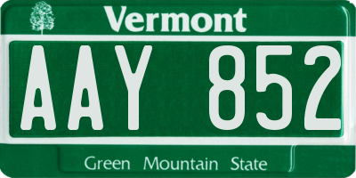 VT license plate AAY852