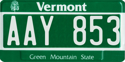 VT license plate AAY853