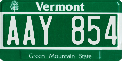 VT license plate AAY854