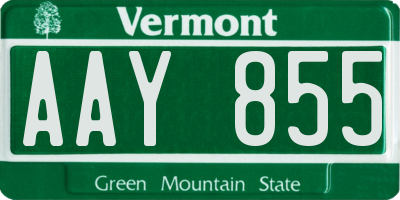 VT license plate AAY855