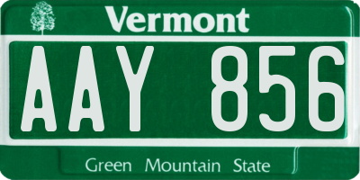 VT license plate AAY856