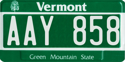 VT license plate AAY858