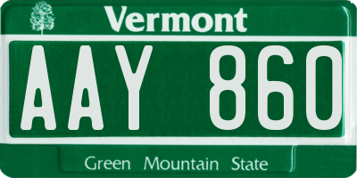 VT license plate AAY860