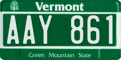 VT license plate AAY861