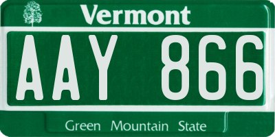 VT license plate AAY866