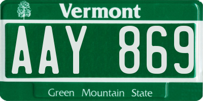 VT license plate AAY869