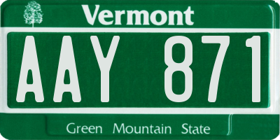 VT license plate AAY871