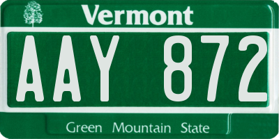 VT license plate AAY872