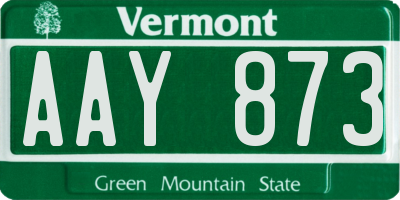 VT license plate AAY873