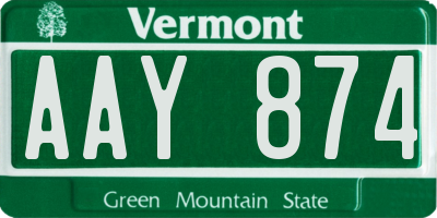 VT license plate AAY874