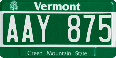 VT license plate AAY875