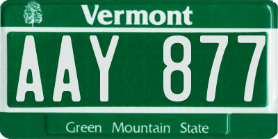 VT license plate AAY877