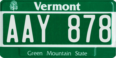 VT license plate AAY878