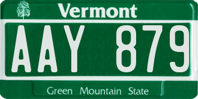 VT license plate AAY879