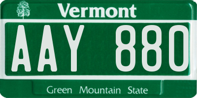 VT license plate AAY880