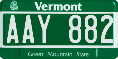 VT license plate AAY882