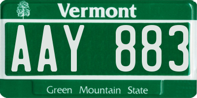 VT license plate AAY883