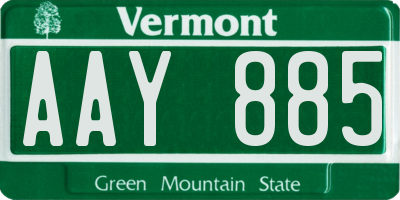 VT license plate AAY885