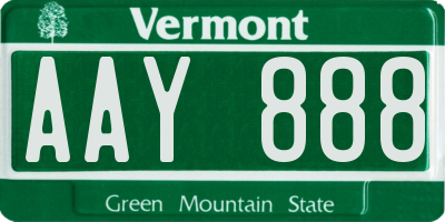 VT license plate AAY888