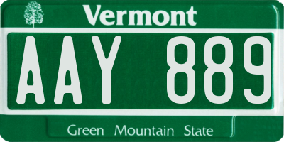 VT license plate AAY889