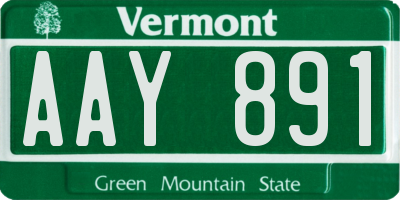 VT license plate AAY891