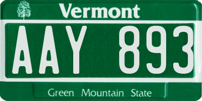 VT license plate AAY893