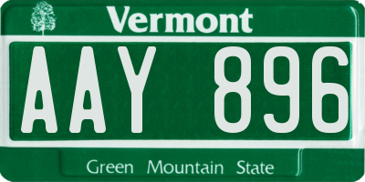 VT license plate AAY896