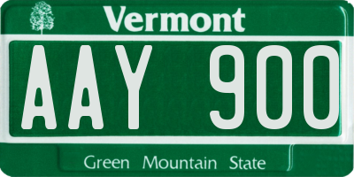 VT license plate AAY900