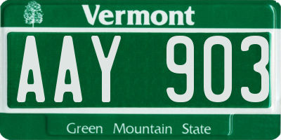 VT license plate AAY903