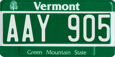 VT license plate AAY905